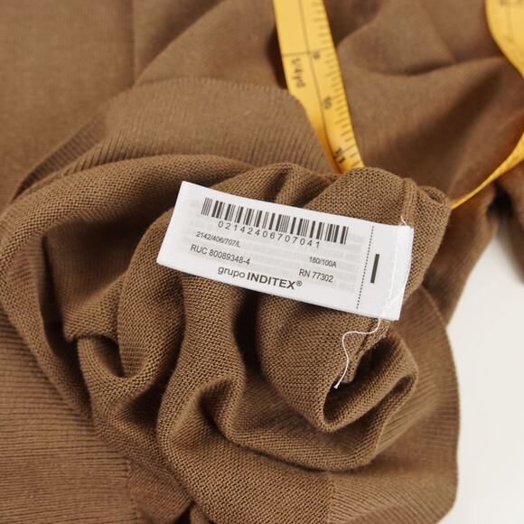 NWT Zara Cotton Linen Lyocell Soft Brown Knit Short Sleeve Polo Mens Sz L - Picture 7 of 7